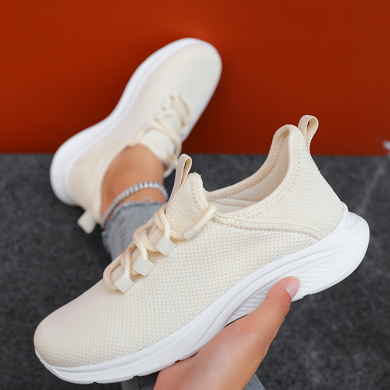 Four Seasons Shoes Fashion Casual Women's Breathable Lightweight Anti-slip Wear-resistant Outdoor Sports Shoes Men's Running Shoes Sports Trendy Shoes Road Running Shoes Mesh Women's Shoes