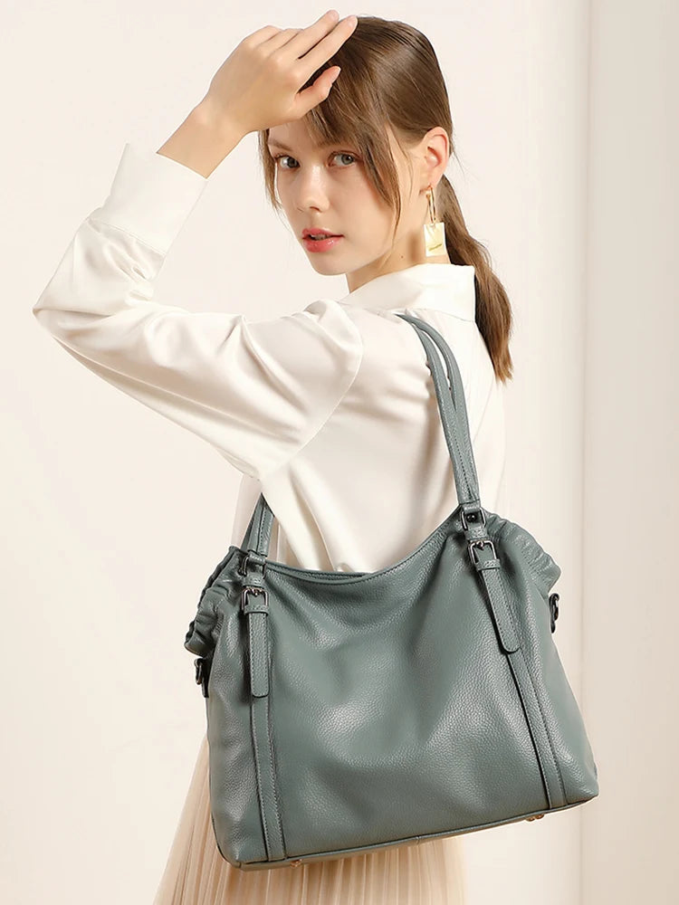 Zency Fashion Women Shoulder Bag 100% Genuine Leather Handbag Hobo Bag Charm Ladies Long Belt Crossbody Shopper Purse 2024 New