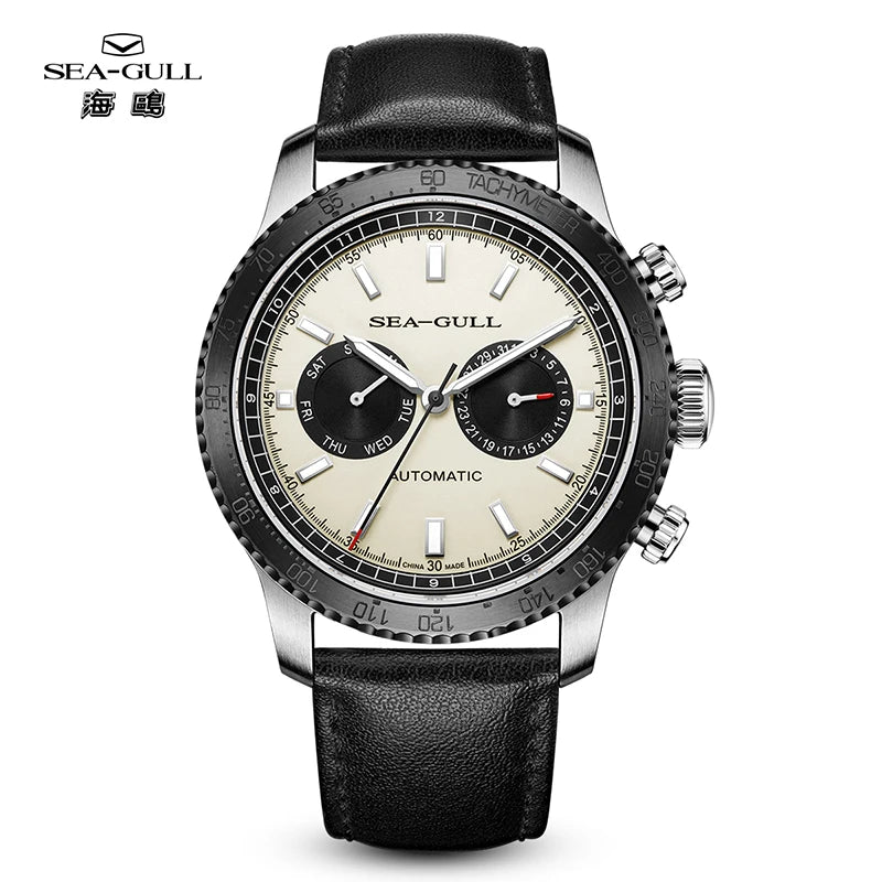 Seagull 43mm Men Automatic Mechanical Watch Panda Eye GMT Dual Calendar Wristwatch Tachymeter Pilot Watches Clock 6177 2025 New