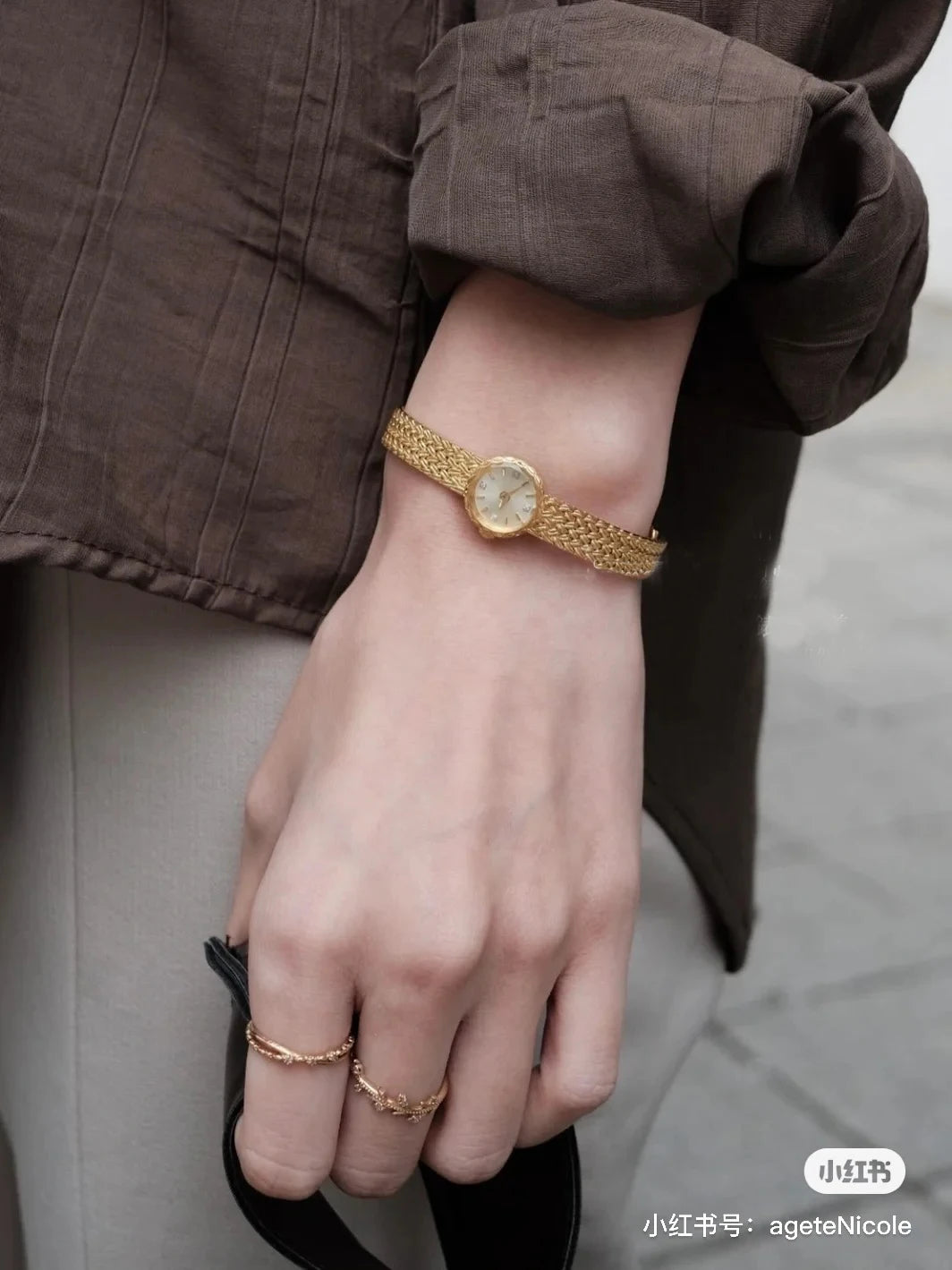 Brass 24K Gold New Women's Watch Small Luxury Diamonds Japanese Exquisite Square Simple Quartz High Quality Girl Gift