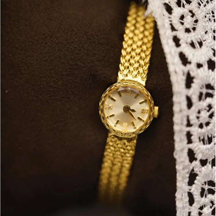 Brass 24K Gold New Women's Watch Small Luxury Diamonds Japanese Exquisite Square Simple Quartz High Quality Girl Gift