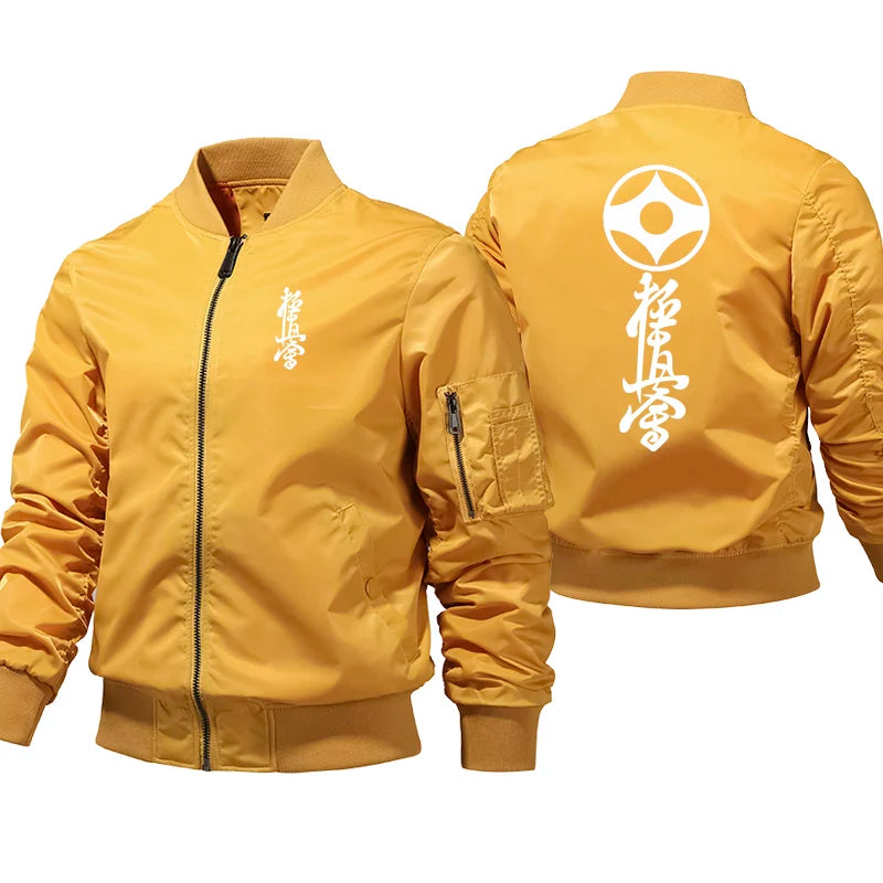 Kyokushin Karate Mens Bomber Jacket Military Motorcycle Jacket Flight Pilot Air Windbreaker Coat Thick Baseball Zipper Coats