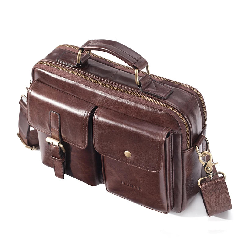 Men's Genuine Leather Shoulder Bag Fashion Male Real Cowhide Messenger Crossbody Bag Men Business Travel Handbag Boy Phone Bag