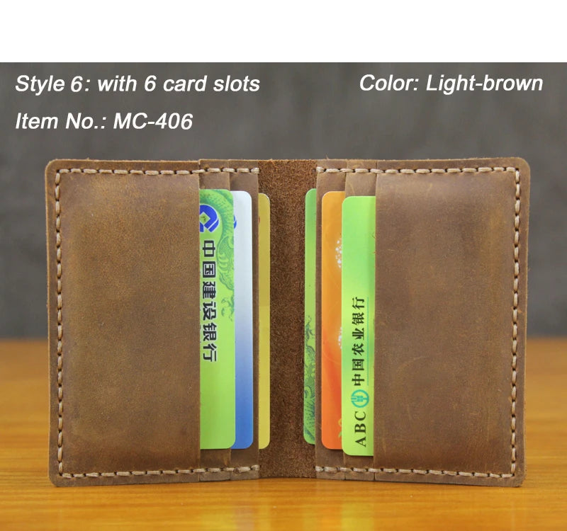 Luxury Handmade Crazy horse Genuine Leather Men card holder slim Leather Card wallet Business card holder Women name Card Sleeve