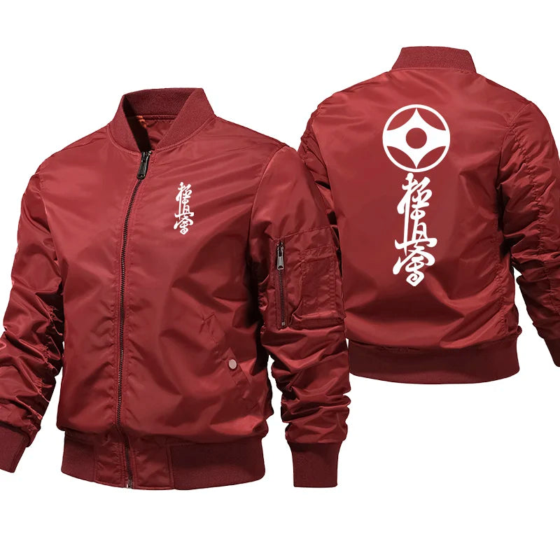 Kyokushin Karate Mens Bomber Jacket Military Motorcycle Jacket Flight Pilot Air Windbreaker Coat Thick Baseball Zipper Coats