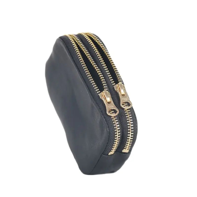 Storage Coin Purses Genuine Leather Luxury Handmade Double Zipper Coin Pouch Casual Organizer Card Wallet Cowhide Mini Pack