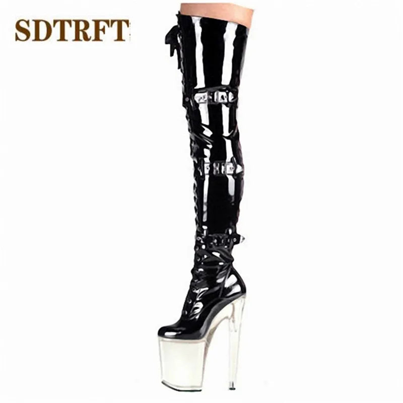 SDTRFT Brand 20cm Thin High Heels Over The Knee boots Platform unisex botas mujer ladies wedding Pumps women Buckle party shoes