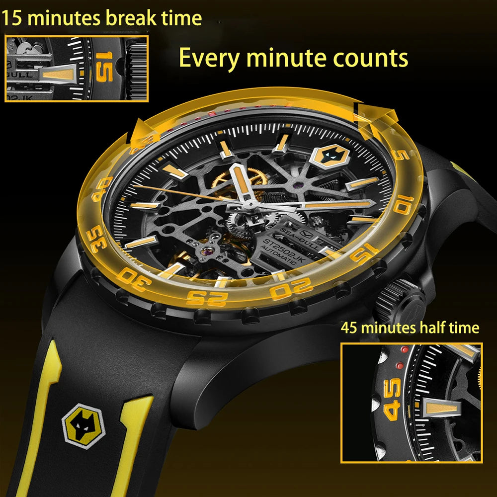 Seagull Men's Mechanical Watch 2023 Top Brand Luxury Sports Double-Sided Hollow Mechanical Wristwatch For Man 815.92.1877Hk
