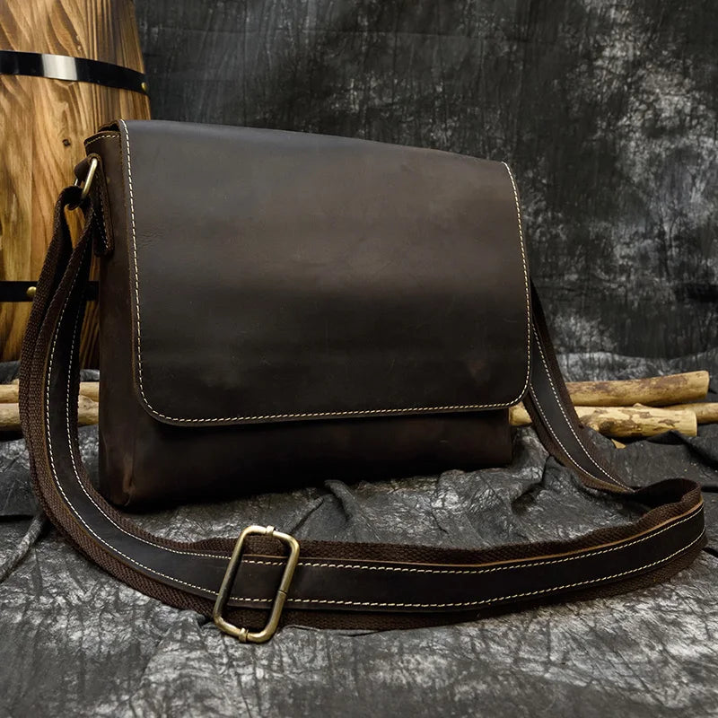 Vintage Crazy Horse Leather Men's Briefcases Laptop Bag Office Bags for Men Cover Messenger Bags Men's Leather Bag Computer Bags