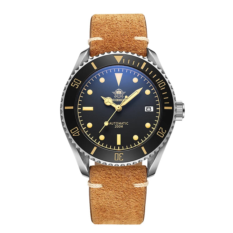 ADDIESDIVE 2101 Men's Automatic Watch NH35 Stainless Steel Wrist Watch Black Matte Dial Super Luminous 200m Diving Watches