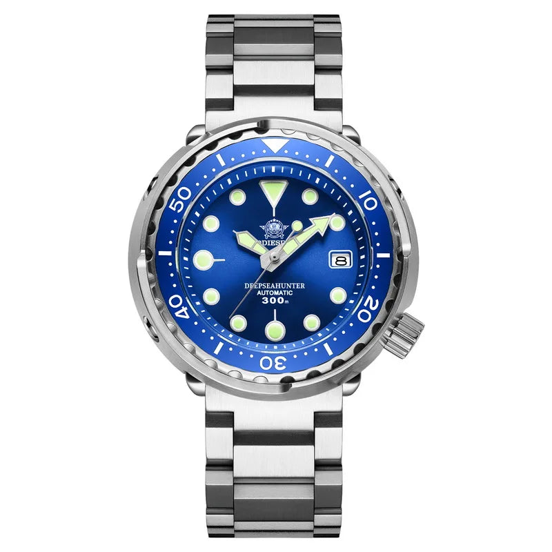 ADDIESDIVE Tuna Series Watch Blue Dial 316L Stainless Steel Watch Sapphire Crystal 300m Diving Watch C3 Super Luminous Hands
