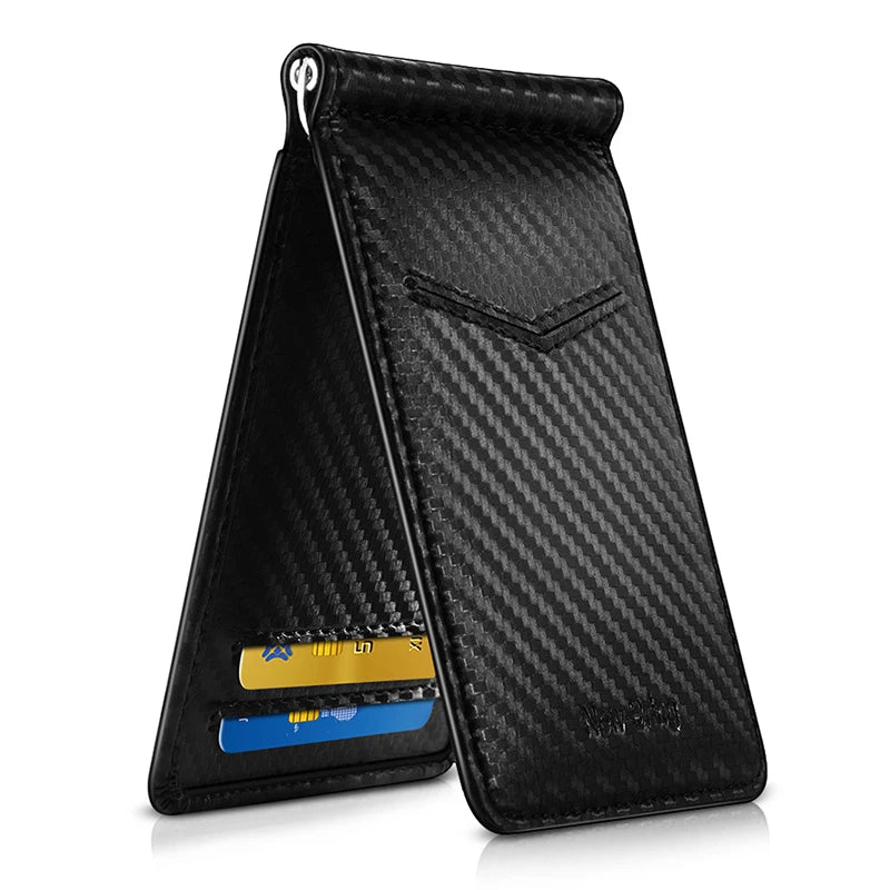 NewBring Black Carbon FIber-Look Money Clip RFID Blocking Driver License ID Cash
