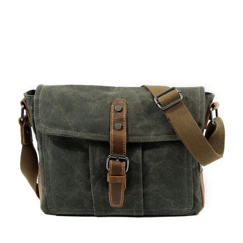 New Men Retro Messenger Bags Casual Canvas Waterproof Simple Shoulder Bag Cross Section Oil Wax Bag