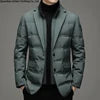 Top Grade Man Down Jacket 2023 New Arrival Men Business Casual Classic Suit Collar 90% Gery Duck Down Coat Keep Warm Parkas