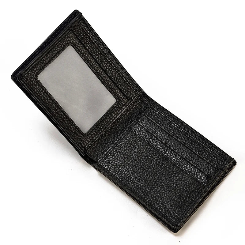 Newsbirds Simple Design Leather Short Wallet For Men Male Real Cowskin Short Card Purse Mini Men's Slim Purse Men Wallet Thin