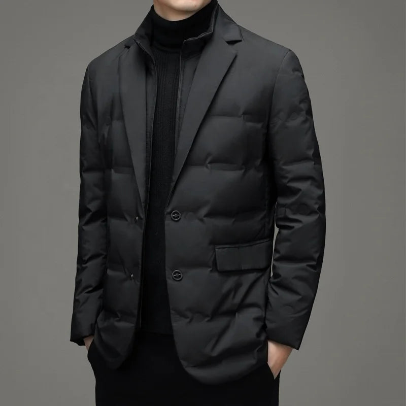 Top Grade Man Down Jacket 2023 New Arrival Men Business Casual Classic Suit Collar 90% Gery Duck Down Coat Keep Warm Parkas
