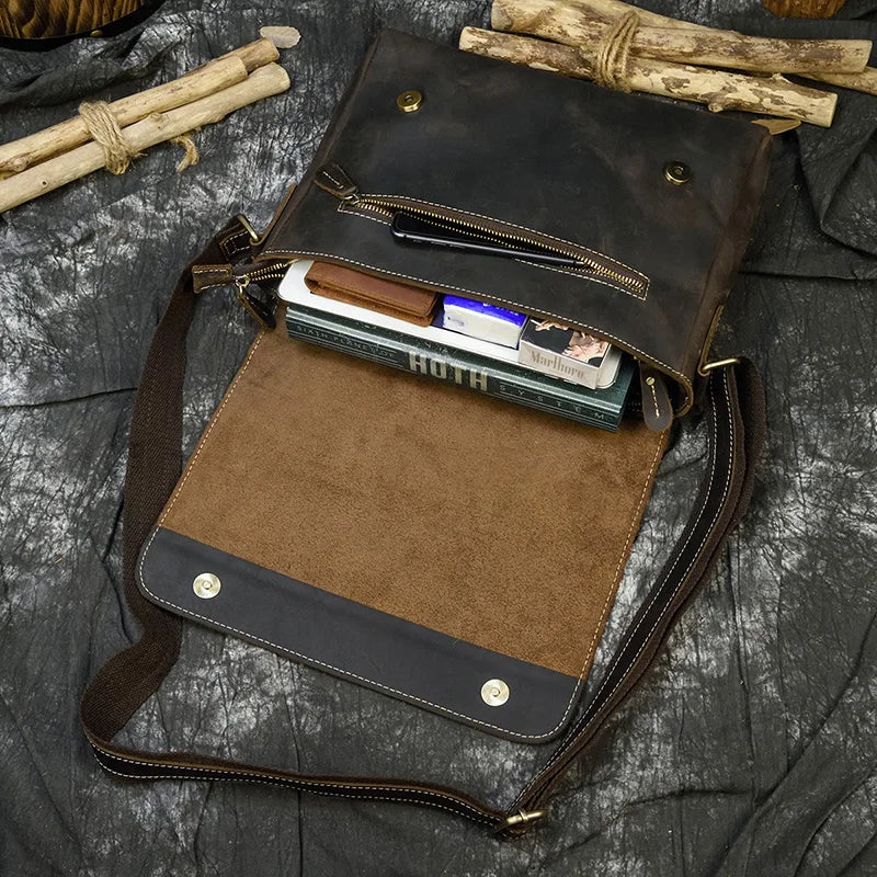 Vintage Crazy Horse Leather Men's Briefcases Laptop Bag Office Bags for Men Cover Messenger Bags Men's Leather Bag Computer Bags