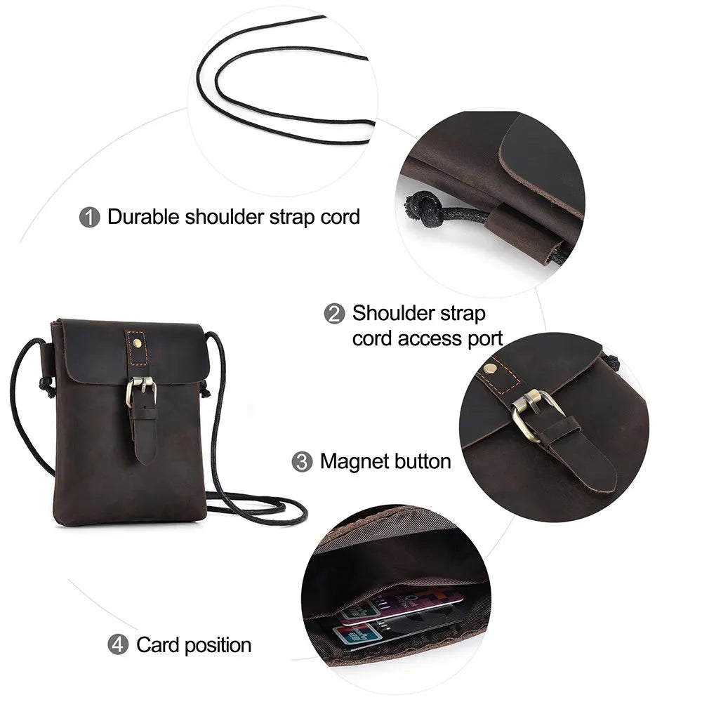 JOYIR Genuine Leather Crossbody Bag for Men Small Messenger Bags for Phone Pouch Cigarette Case Luxury Casual Shoulder Bag New