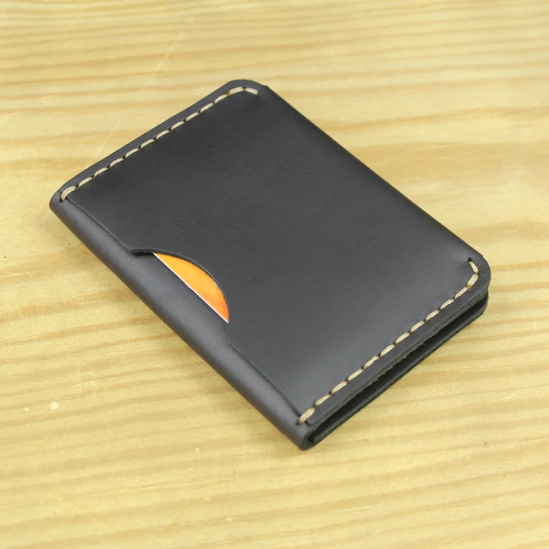 Handmade Vintage Crazy horse Genuine Leather card holder credit card wallet Leather small Purse Organizer business card Holder