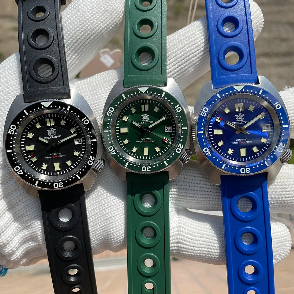 STEELDIVE Top Brand Thin Abalone Men's Diving Mechanical Watches AR Coating Sapphire Glass Movement 200M Waterproof Dive Watch
