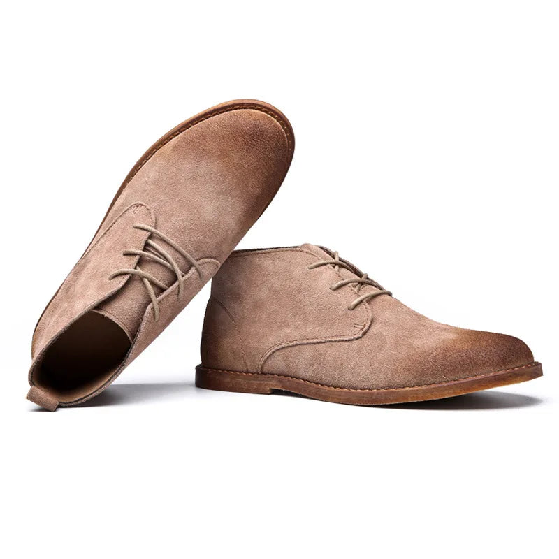 New Real Leather Boots Men Cowhide Hign Shoes British Retro Short Boots Male Tooling Desert Boots ClassicsAnti-slip shoes