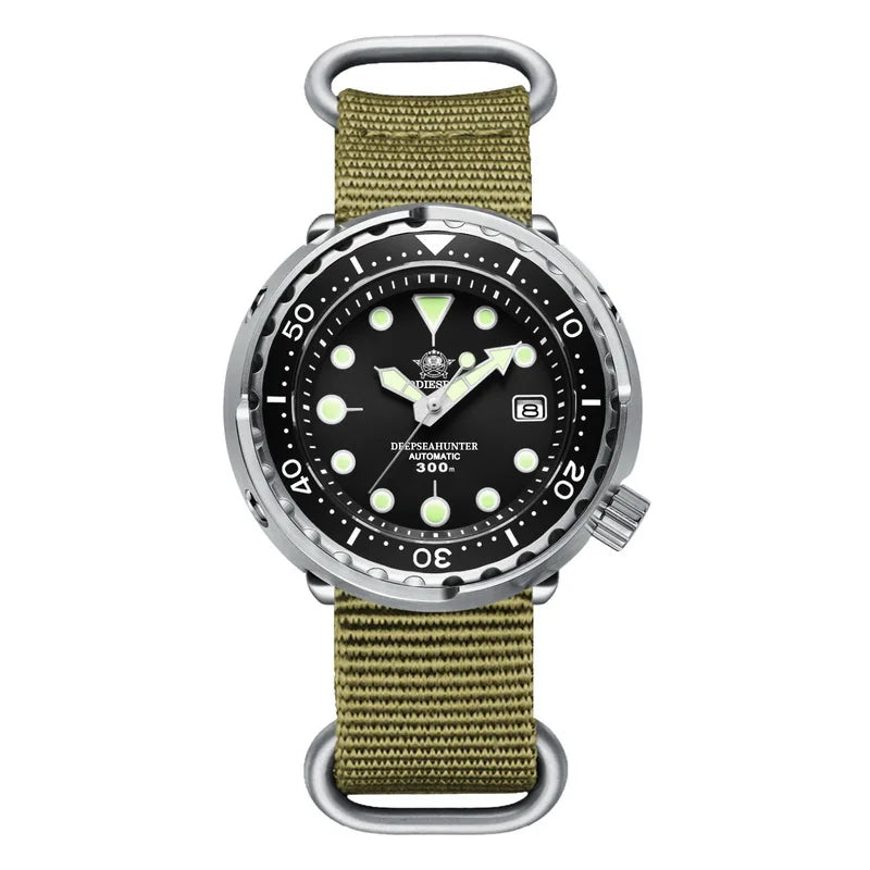 ADDIESDIVE Tuna Series Watch Blue Dial 316L Stainless Steel Watch Sapphire Crystal 300m Diving Watch C3 Super Luminous Hands