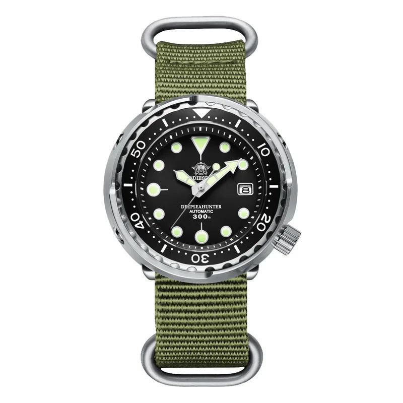 ADDIESDIVE Tuna Series Watch Blue Dial 316L Stainless Steel Watch Sapphire Crystal 300m Diving Watch C3 Super Luminous Hands