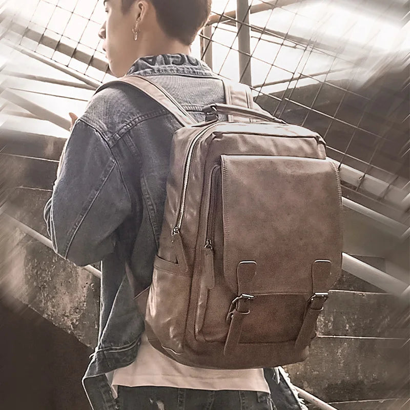 New Luxury School Backpack Waterproof Leather Backpack For Laptop Men Travel Teenage Student Backpack Bag Male Bagpack Mochila