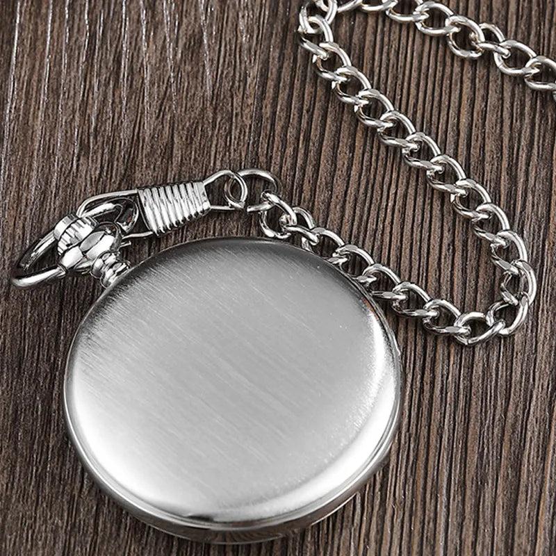 Vintage Silver Pocket Watch Mechanical Man Hand Wind Steampunk Necklace Fob Watch Chain Roman Numerals Lady Clock For Women Men