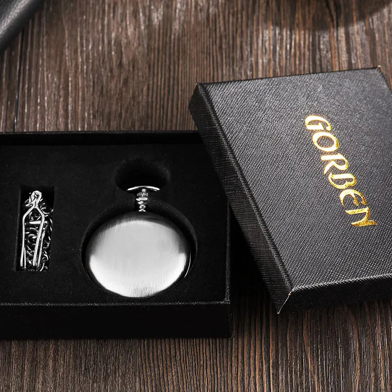 Vintage Silver Pocket Watch Mechanical Man Hand Wind Steampunk Necklace Fob Watch Chain Roman Numerals Lady Clock For Women Men