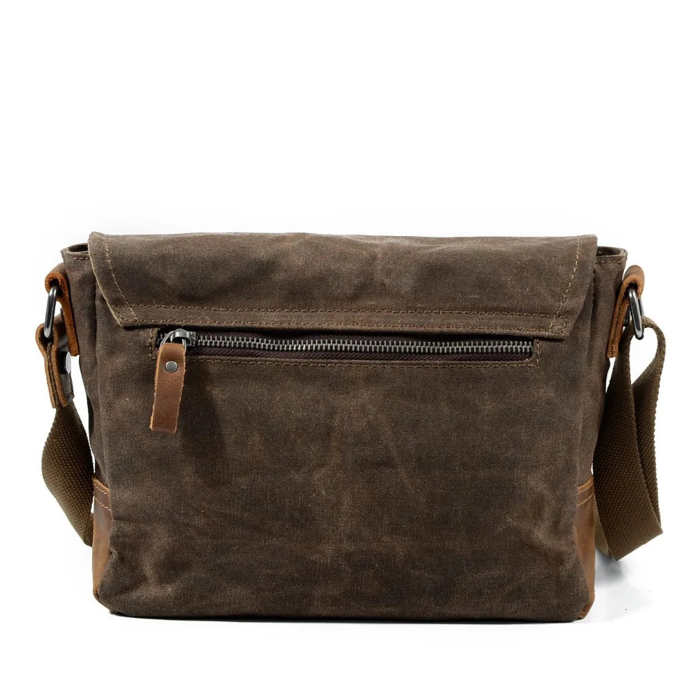 New Men Retro Messenger Bags Casual Canvas Waterproof Simple Shoulder Bag Cross Section Oil Wax Bag