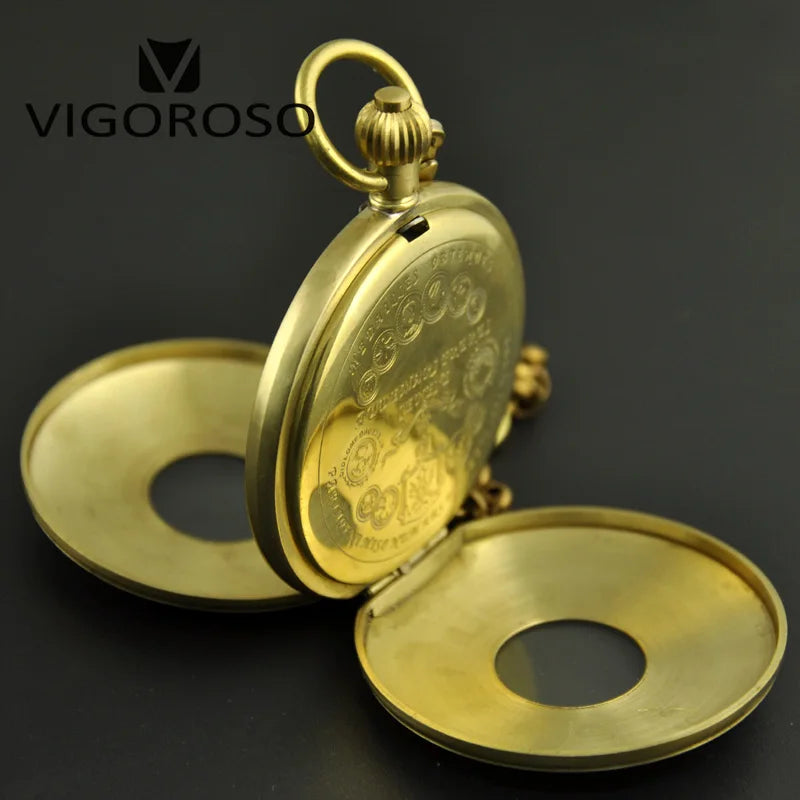 Imperial Pocket Watch Pure Copper Antique 1882 Vintage Mechanical Hand wind 12/24 Hour Moon phase Tourbillion Collectible