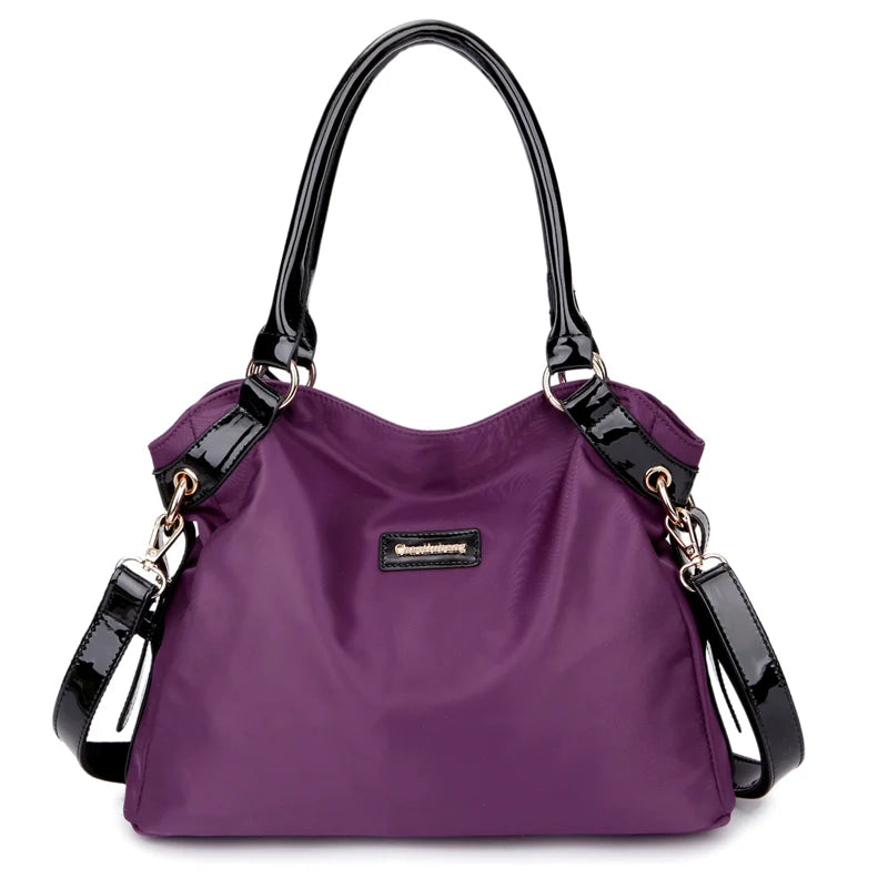 Women's handbag vintage purple waterproof nylon oxford fabric travel tote shoulder bag ladies women Messenger Bag Crossbody Bags
