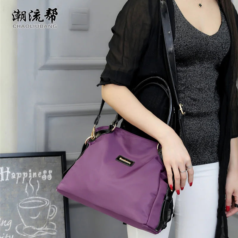 Women's handbag vintage purple waterproof nylon oxford fabric travel tote shoulder bag ladies women Messenger Bag Crossbody Bags