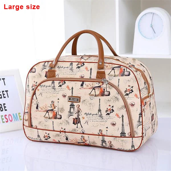 Women Travel Bags 2024 Fashion Pu Leather Large Capacity Waterproof Print Luggage Duffle Bag Casual Travel Bags PT1083