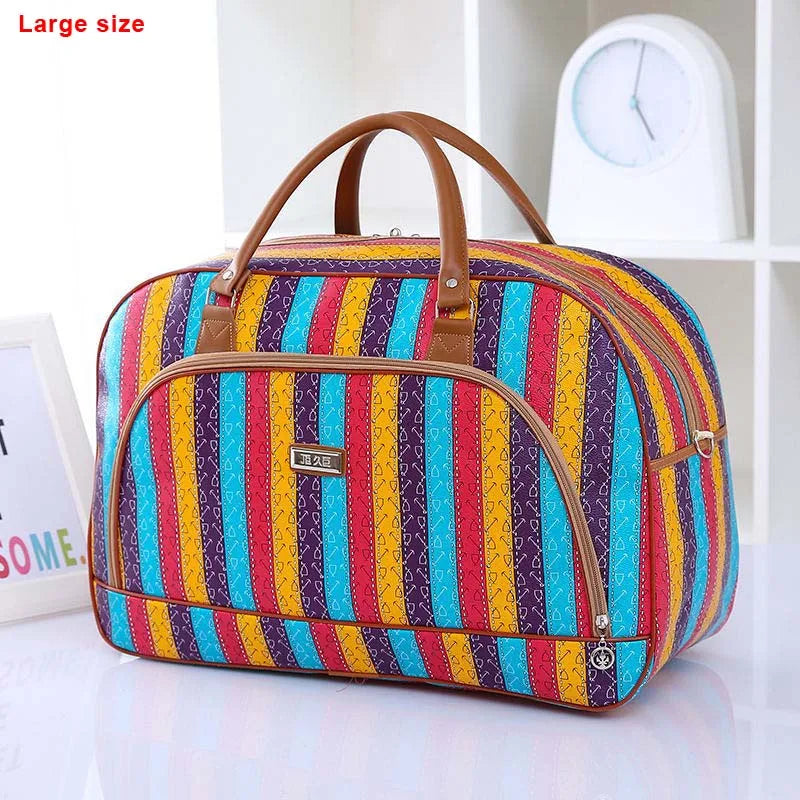 Women Travel Bags 2024 Fashion Pu Leather Large Capacity Waterproof Print Luggage Duffle Bag Casual Travel Bags PT1083