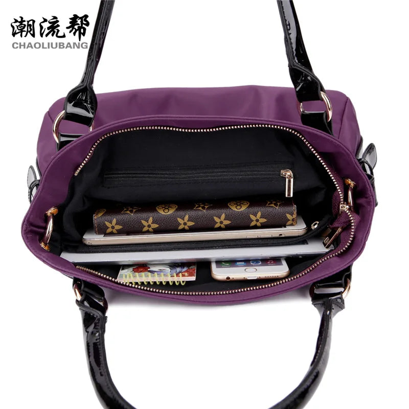 Women's handbag vintage purple waterproof nylon oxford fabric travel tote shoulder bag ladies women Messenger Bag Crossbody Bags