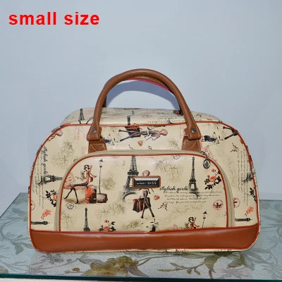 Women Travel Bags 2024 Fashion Pu Leather Large Capacity Waterproof Print Luggage Duffle Bag Casual Travel Bags PT1083