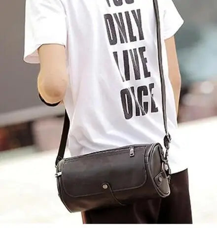 Real Brand Hot Sale New Fashion Men Bags Small Shoulder Bag Cylindrical Shape Men Messenger Bag Crossbody Leisure Bag