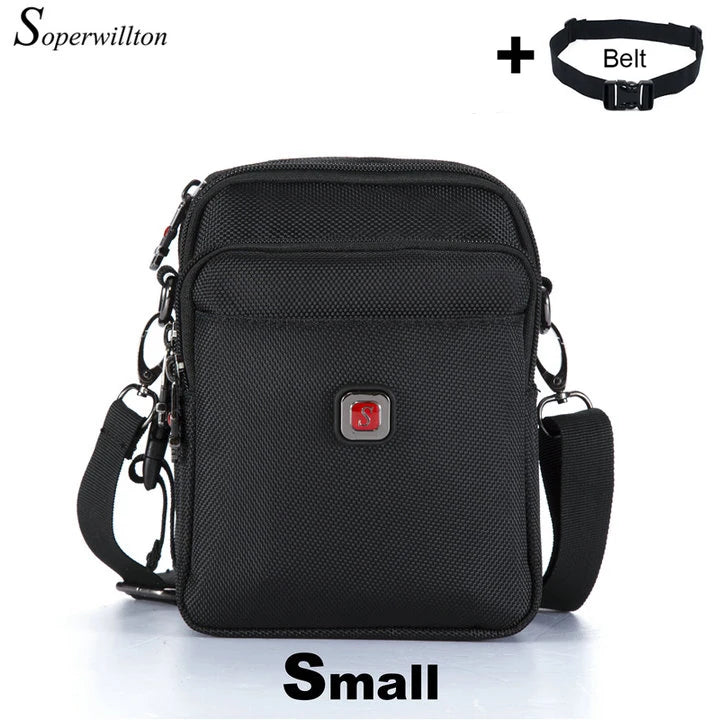 Soperwillton Men Shoulder Bag Casual Messenger Bags Waterproof Man Purse Oxford Zipper Crossbody Can Be Equipped With Belt #1052
