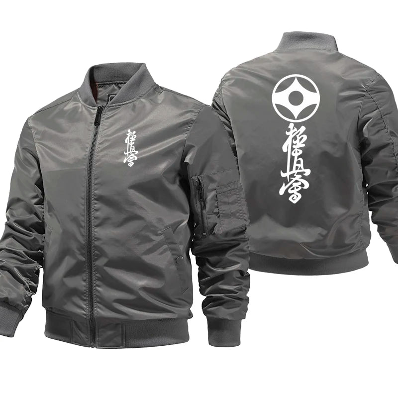 Kyokushin Karate Mens Bomber Jacket Military Motorcycle Jacket Flight Pilot Air Windbreaker Coat Thick Baseball Zipper Coats