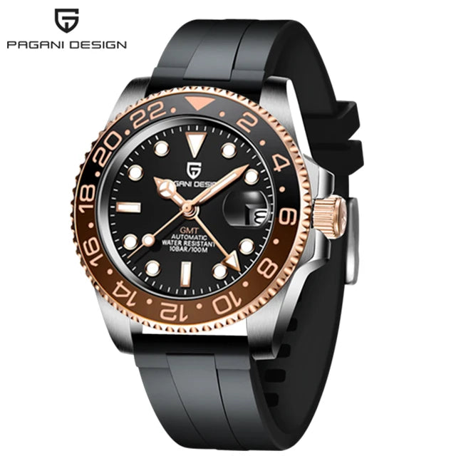 PAGANI DESIGN Sapphire Glass 40MM Ceramic GMT Mechanical Watches 100m Waterproof Classic Luxury Men Automatic Watch Reloj Hombre