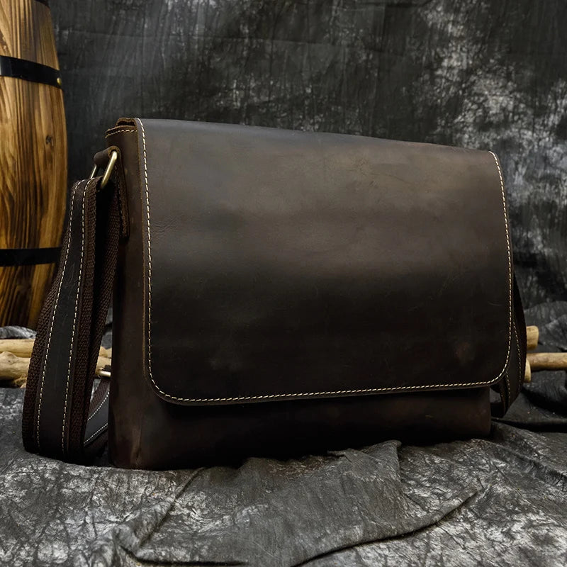 Vintage Crazy Horse Leather Men's Briefcases Laptop Bag Office Bags for Men Cover Messenger Bags Men's Leather Bag Computer Bags