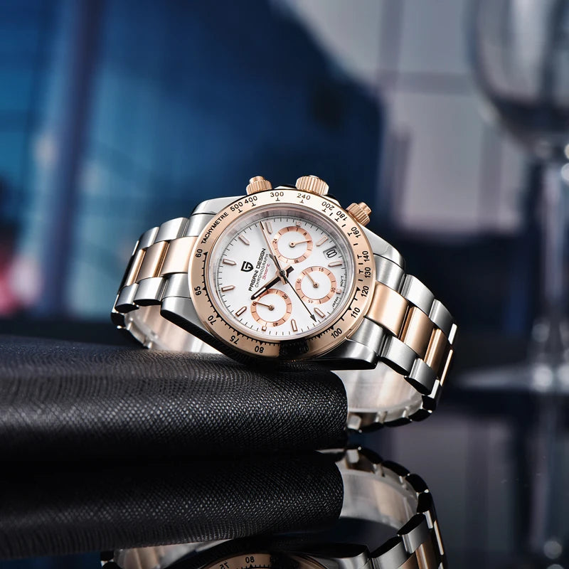 PAGANI DESIGN New Men's Watches Quartz Wristwatch Rose Gold Luxury Watch For Men Chronograph 100M Waterproof VK63 Movt Clock