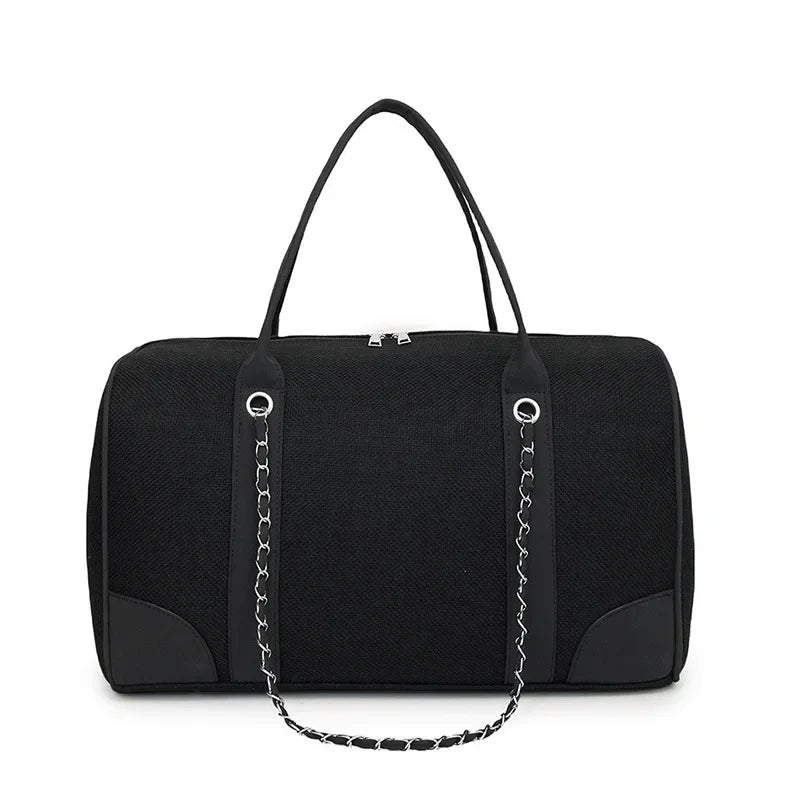 2025 New Commuter Travel Women's Bag Large Capacity Canvas Handbags Simple Fashion Shoulder Bag Luxury Chain Tote Bag
