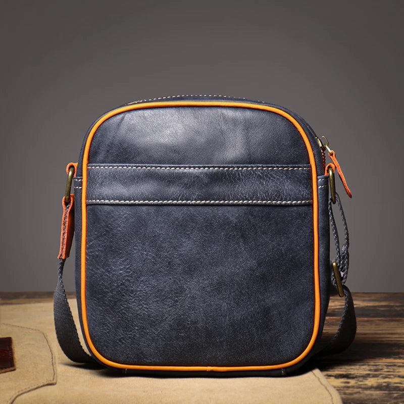 LUOKIR Men's Genuine Leather Shoulder Bag Vintage High Quality Messenger Bag Casual Weekend Small Crossbody For 7.9 Inch IPad