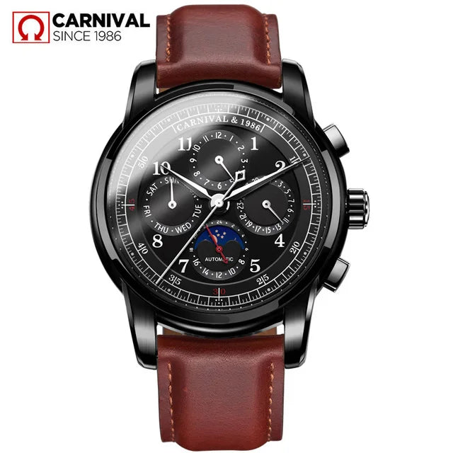 Carnival Brand Military Watch Fashion Luxury Waterproof Moon Phase Automatic Mechanical Watches For Men Clock Relogio Masculino