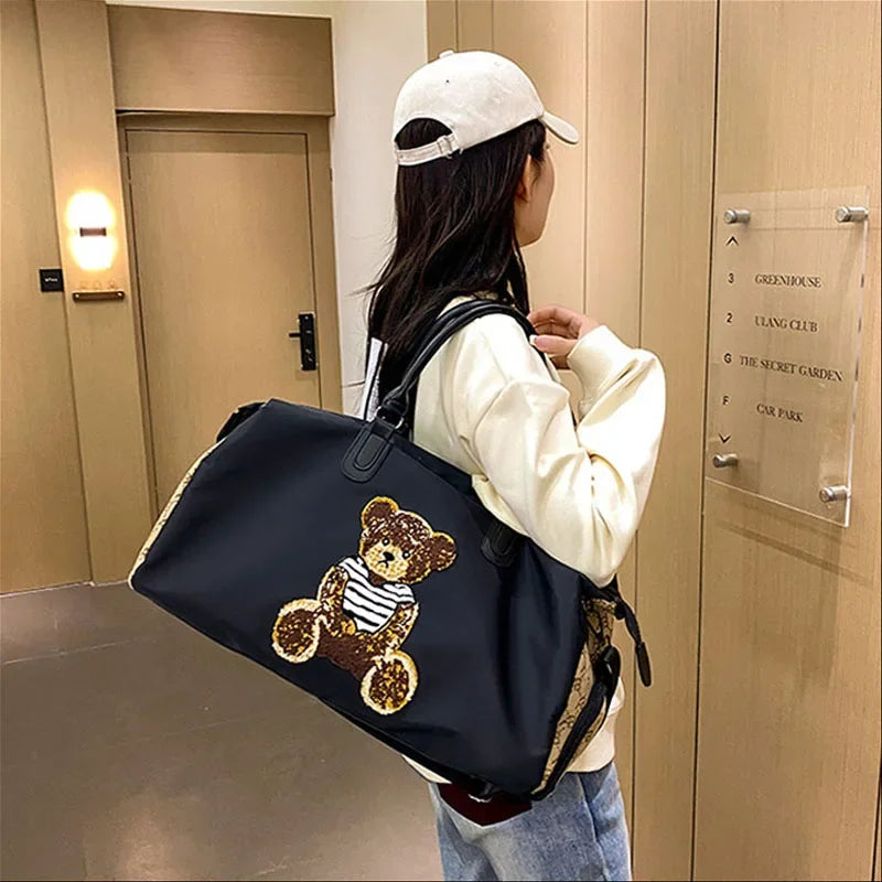 Travel Fitness Bag Luggage Bag Zipper Storage Bag Carry-on Duffle Bag With Single Shoulder Strap For Short Trips Swimming