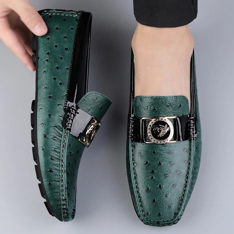 New Soft Walking Flats Men's All-match Loafers Genuine Leather Lightweight Mens Slip on Shoes Luxury Brand Men Business Shoes
