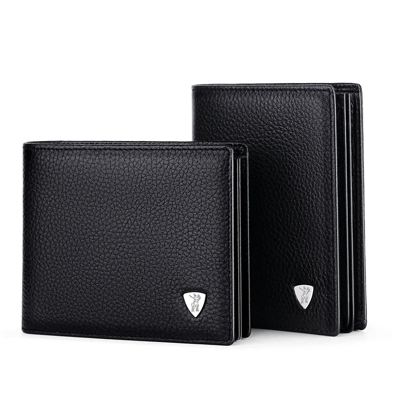 Genuine Leather Men Wallets Brand Luxury RFID Bifold Standard Wallets Coin Purse Business Card Holder Wallet Luxury brand